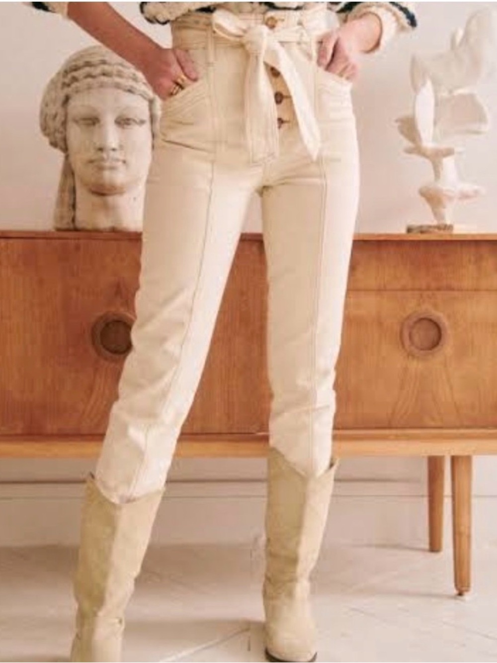 Sezane Maxime Trousers Size 34 US 2 Ecru